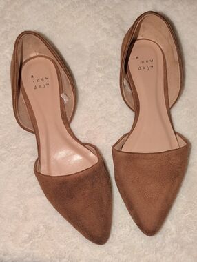 a new day Brown Suede-Look Pointed D'Orsay Flats
